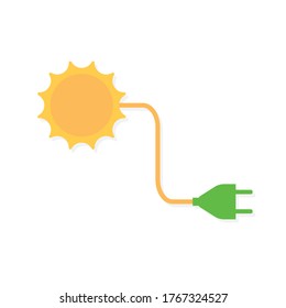sun with a power plug, green renewable energy concept- vector illustration