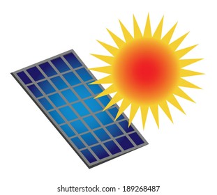 Sun Power. A stylized sun shining onto a stylized solar panel