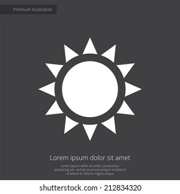 sun premium illustration icon, isolated, white on dark background, with text elements 