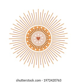 Sun print boho minimalist printable wall art geometric abstract sunset print bohemian art work vector
