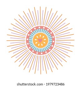 Sun print boho minimalist printable wall art geometric abstract sunset print bohemian art work vector