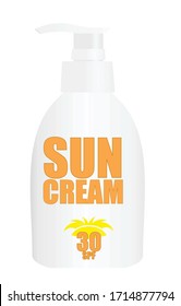 El sol protege la crema. ilustración vectorial