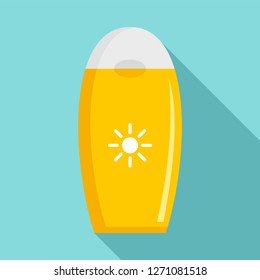 Sun protection bottle icon. Flat illustration of sun protection bottle vector icon for web design
