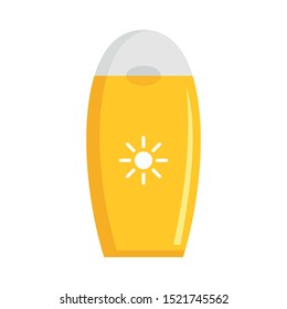 Sun protection bottle icon. Flat illustration of sun protection bottle vector icon for web design