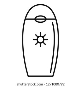 Sun protection bottle icon. Outline sun protection bottle vector icon for web design isolated on white background