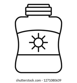 Sun protection cream jar icon. Outline sun protection cream jar vector icon for web design isolated on white background