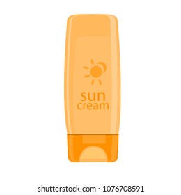 Sun protection cream tube. Sunscreen icon. Vector Flat Illustration