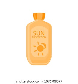 Sun protection cream tube. Sunscreen icon. Vector Flat Illustration