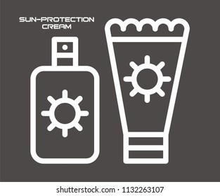 SUN PROTECTION CREAM VECTOR ICON 
