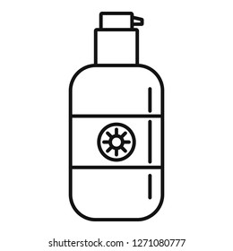 Sun protection dispenser icon. Outline sun protection dispenser vector icon for web design isolated on white background