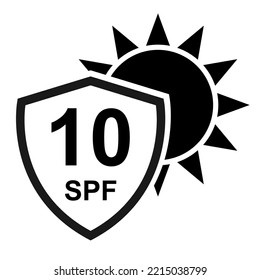 Sun protection factor 10 icon, uv radiation block symbol, sun protect skin vector illustration .