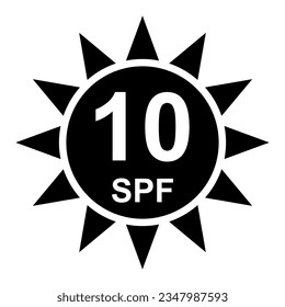Sun protection factor 10 icon, uv radiation block symbol, sun protect skin vector illustration .
