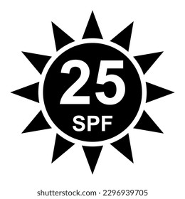 Sun protection factor 25 icon, uv radiation block symbol, sun protect skin vector illustration .