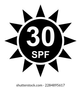 Sun protection factor 30 icon, uv radiation block symbol, sun protect skin vector illustration .