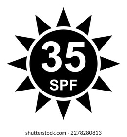 Sun protection factor 35 icon, uv radiation block symbol, sun protect skin vector illustration .
