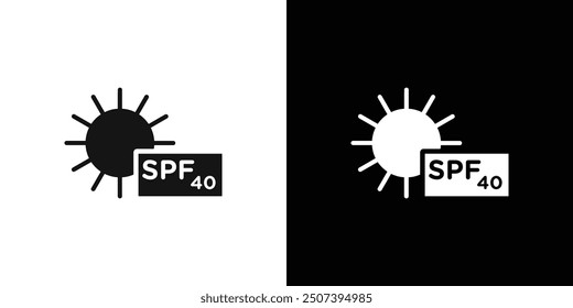 Sun protection factor 40 icon Flat vector set outline