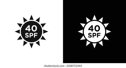 Sun protection factor 40 icon Flat fill set collection