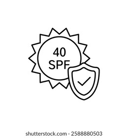 Sun protection factor 40 icon Vector logo set flat