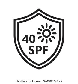 Sun protection factor 40 icon Line Art Logo set