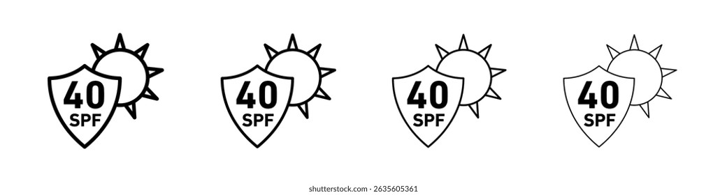 Ícone do fator de proteção solar 40 Sinal de ilustração plana