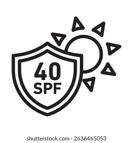 Sun protection factor 40 icon Thin line illustration