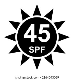 Sun Protection Faktor 45 Symbol, uv Strahlung Block Symbol, Sonne schützen Haut Vektorgrafik .