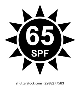 Sun protection factor 65 icon, uv radiation block symbol, sun protect skin vector illustration .