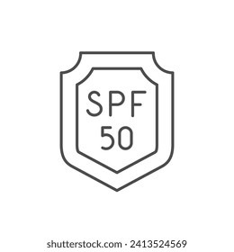 icono de línea de factor de protección solar