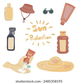 Conjunto de diseño plano de protección solar 
