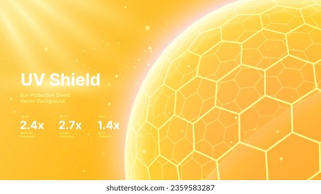 Sun Protection Futuristic Glowing Shield. 3D Sphere Bubble Shield from Ultraviolet Light. Game Hi Tech Dome. Solar Protection Screen. UV Radiation Safety Concept. Summer Vector Illustration.