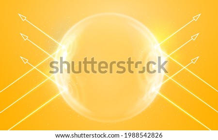 Sun protection futuristic glowing vector illustration on light background. Bubble shield from ultraviolet light. Solar protection screen from UV radiation