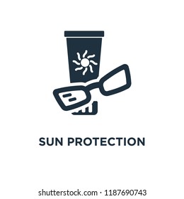 Sun protection icon. Black filled vector illustration. Sun protection symbol on white background. Can be used in web and mobile.