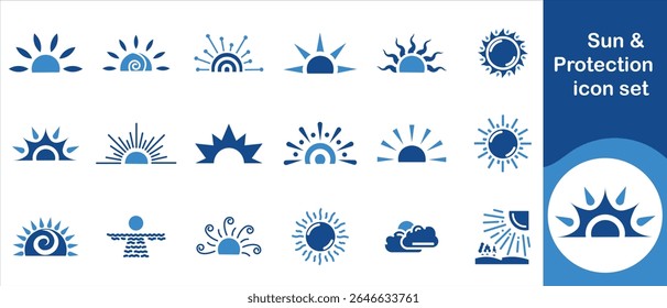 Sol e ícone de proteção conjunto, amarelo, lente, feriado, olho, óculos, vista, topo, gato, férias, renderizar, desenho animado, preto, retro, óculos, óculos, viagens, acessórios e muito mais