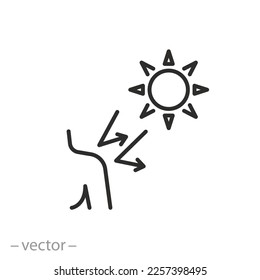 sun protection icon, spf concept, summer skin care, thin line symbol on white background - editable stroke vector illustration eps10