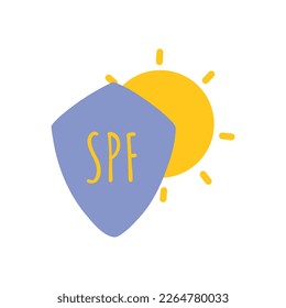 Sonnenschutzsymbol. Spf-Zeichen. Sonnenschutz und Sonnenschutz. Vektorgrafik.
