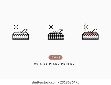 Sun Protection Icon. Sunscreen UV Radiation Symbol Stock Illustration. Vector Line Icons For UI Web Design And Presentation