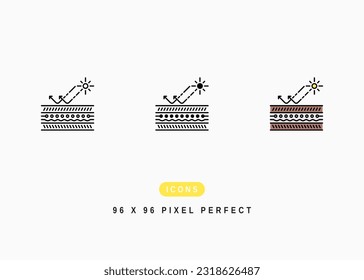 Sun Protection Icon. Sunscreen UV Radiation Symbol Stock Illustration. Vector Line Icons For UI Web Design And Presentation