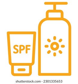 Sun protection icon, Sunscreen, Vector simple line icon