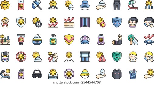 Sun protection icons .. High-Quality Vector Icons Collection with Editable Stroke. Ideal for Professional and Creative Projects.