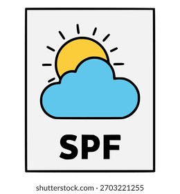 sun protection label flat color vector illustration template design