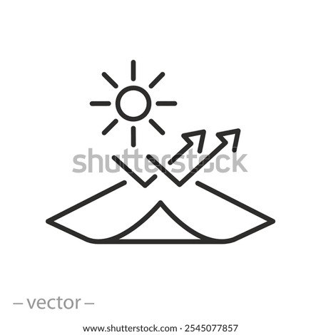 sun protection layer icon, anti radiation film, tinting, coating spf protect, linear sign on white background - vector illustration