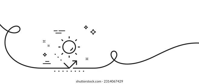 Sun protection line icon. Continuous one line with curl. Uv protect sign. Sunscreen effect symbol. Sun protection single outline ribbon. Loop curve pattern. Vector