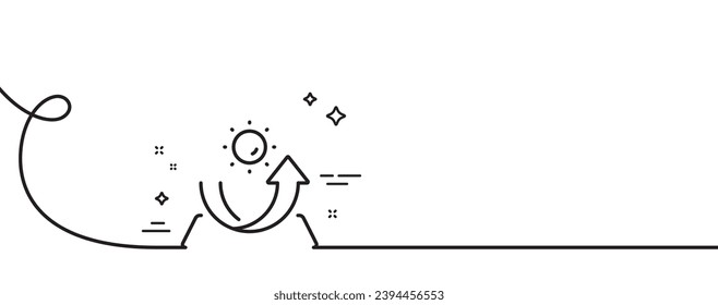 Sun protection line icon. Continuous one line with curl. Uv protect sign. Sunscreen effect symbol. Sun protection single outline ribbon. Loop curve pattern. Vector