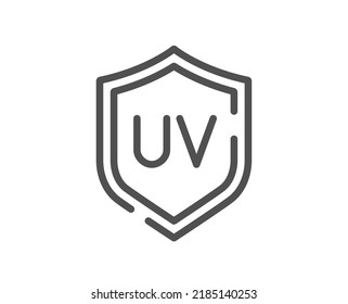 Sun protection line icon. Uv protect sign. Sunscreen effect symbol. Quality design element. Linear style uv protection icon. Editable stroke. Vector
