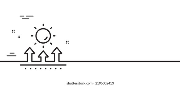 Sun protection line icon. Uv protect sign. Sunscreen effect symbol. Minimal line illustration background. Sun protection line icon pattern banner. White web template concept. Vector