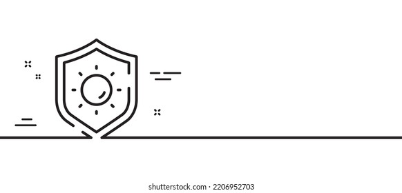 Sun protection line icon. Uv protect sign. Sunscreen effect symbol. Minimal line illustration background. Sun protection line icon pattern banner. White web template concept. Vector