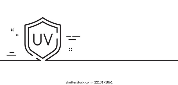 Sun protection line icon. Uv protect sign. Sunscreen effect symbol. Minimal line illustration background. Uv protection line icon pattern banner. White web template concept. Vector