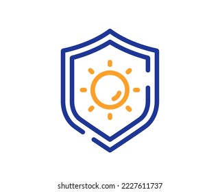 Sun protection line icon. Uv protect sign. Sunscreen effect symbol. Colorful thin line outline concept. Linear style sun protection icon. Editable stroke. Vector