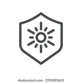 Sun protection related icon outline and linear vector.