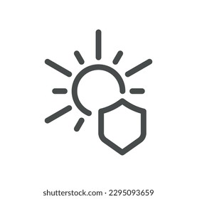 Sun protection related icon outline and linear vector.